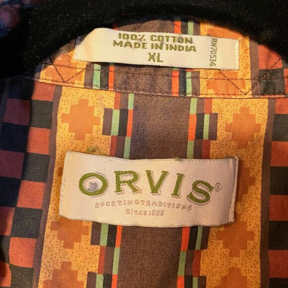 VTG Orvis Fly Fishing Aztec Southwest Design Short Sleeve Button Up Mens XL - Picture 6 of 9